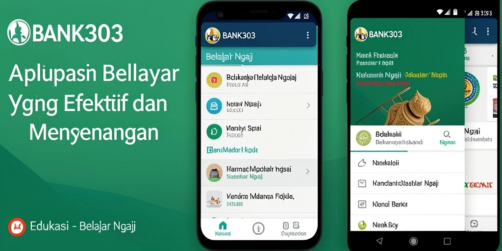 Antarmuka aplikasi BANK303 yang menarik dan fungsional untuk Belajar Ngaji.