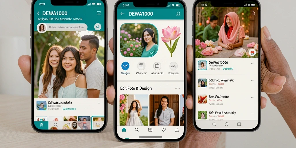 Antarmuka DEWA1000 yang modern dan intuitif untuk edit foto aesthetic.